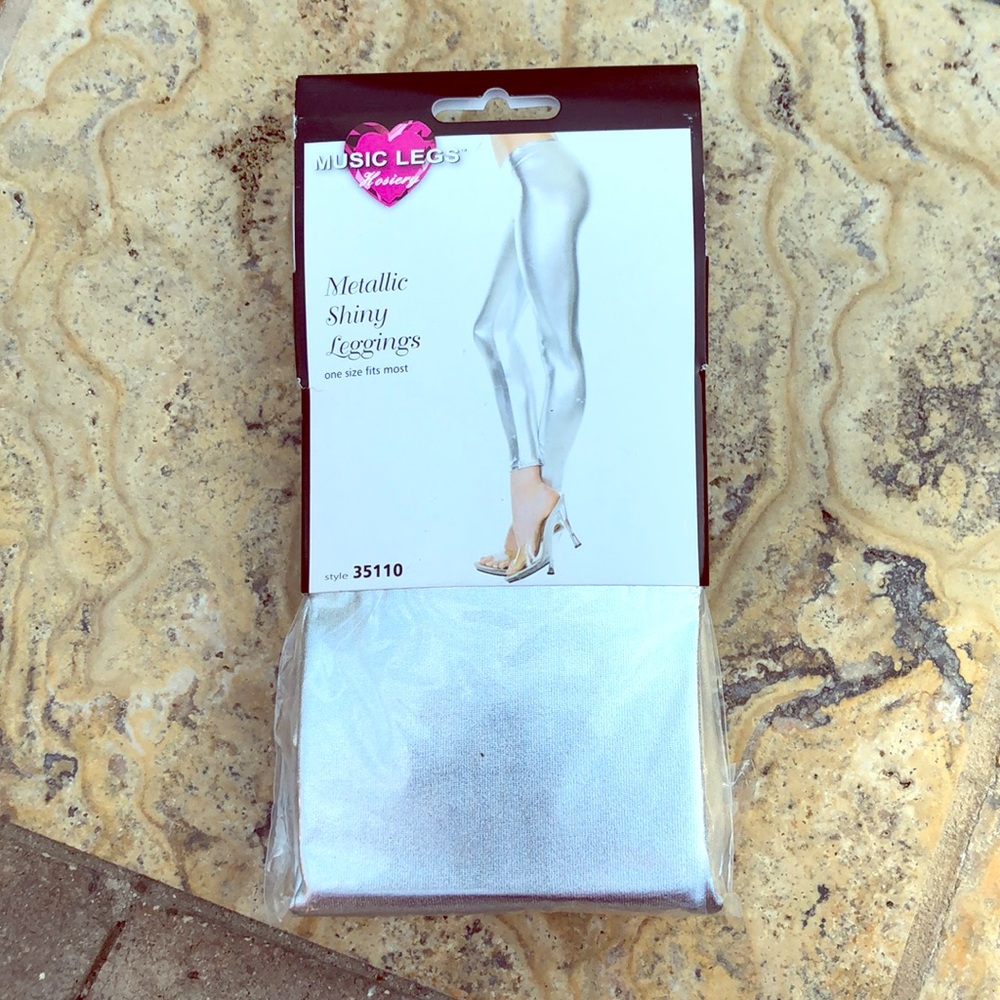 Silver metallic footless leggings